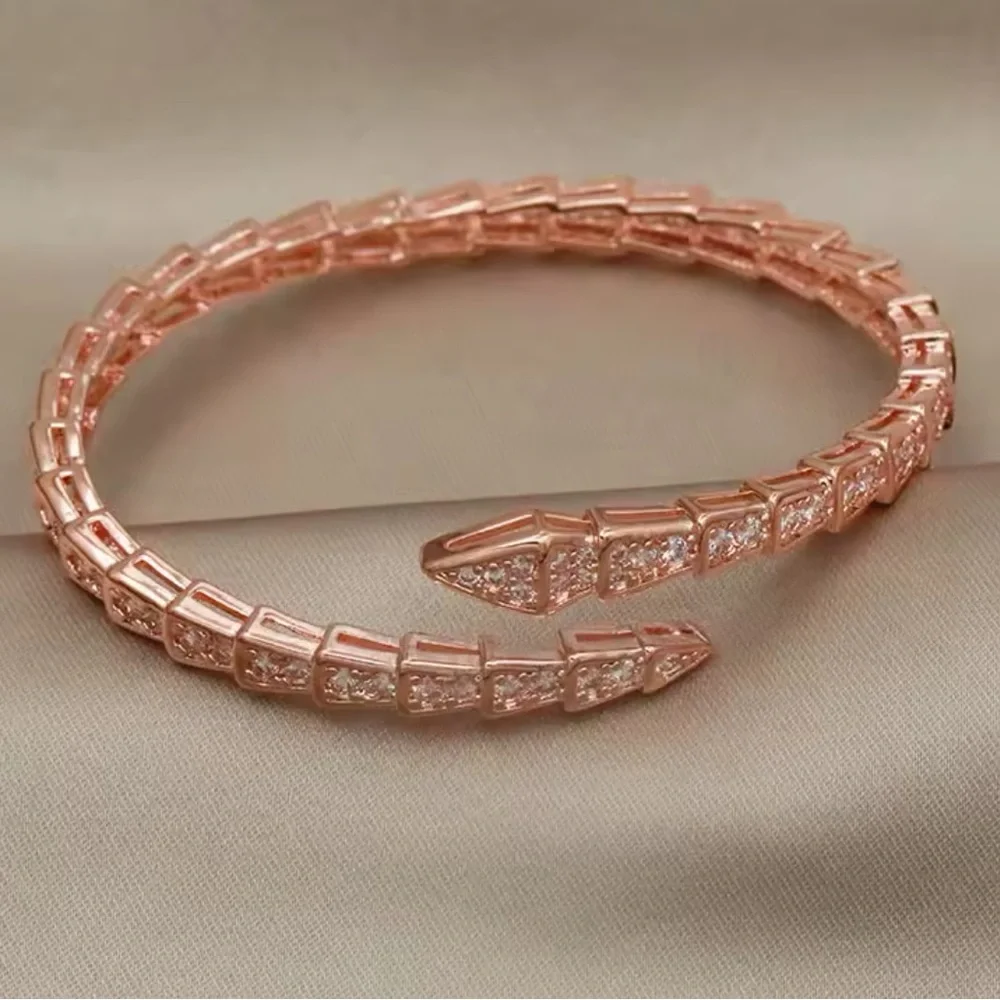Rose Gold Filled Cubic Zirconia Snake Bracelet